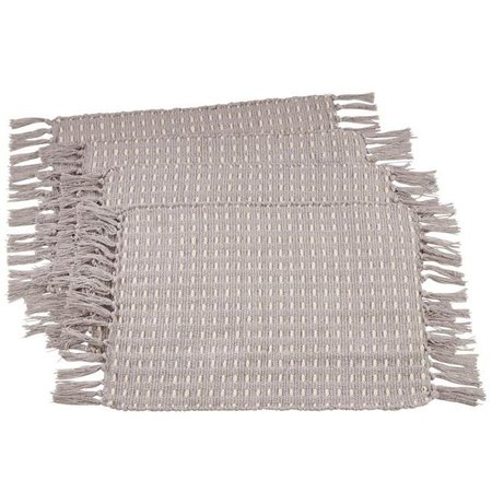 SARO LIFESTYLE SARO 6269.GY1420B 14 x 20 in. Rectangular Cotton Placemats with Dashed Woven Design - Grey  Set of 4 6269.GY1420B